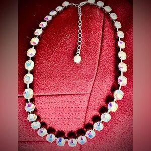 Swarovski Silver Necklace with Iridescent Crystals